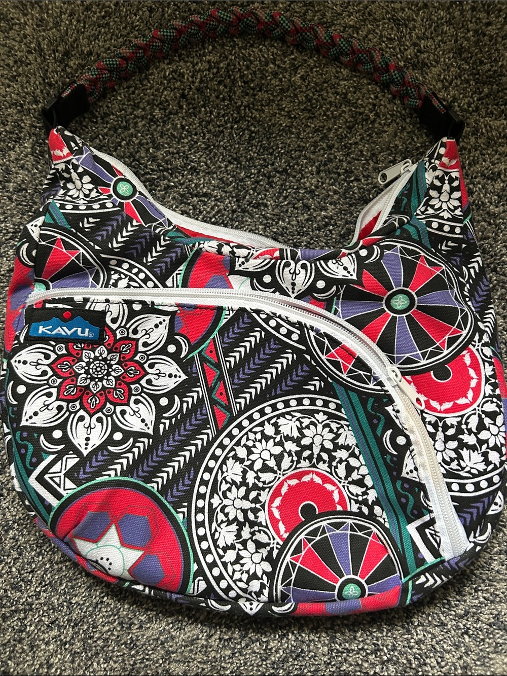 Kavu Women's Patterned Hobo Bag in Black, Red, Teal, Purple